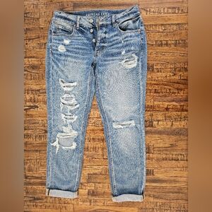 American Eagle Outfitters Distressed Light Blue Boyfriend Jeans